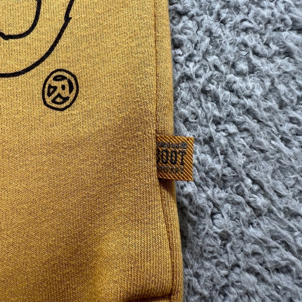 Timberland Sweatpants Men's L Mustard Yellow Boot Company Graphic Logo Ankle Zip - Picture 4 of 14